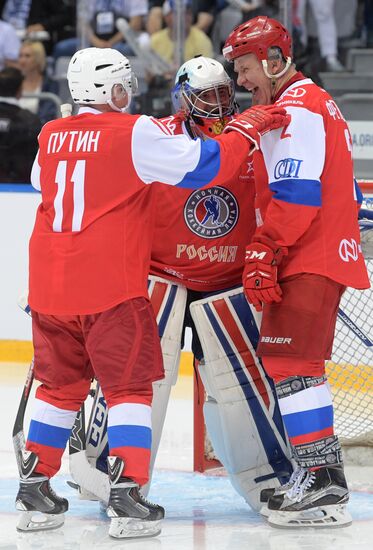 President Vladimir Putin takes part in gala match of Night Hockey League's 6th National Festival