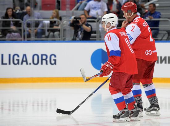 President Vladimir Putin takes part in gala match of Night Hockey League's 6th National Festival