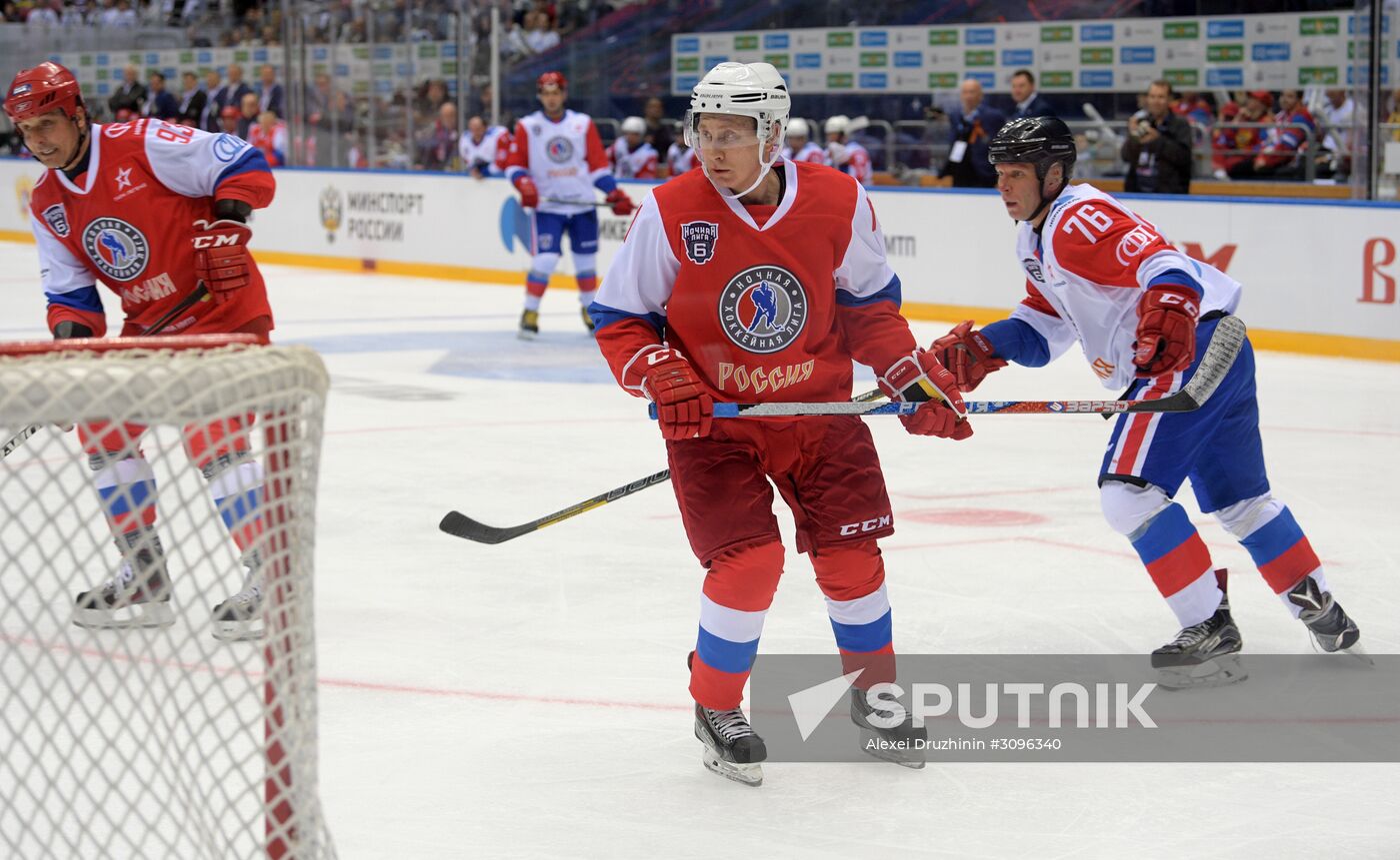 President Vladimir Putin takes part in gala match of Night Hockey League's 6th National Festival