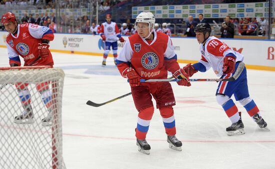 President Vladimir Putin takes part in gala match of Night Hockey League's 6th National Festival