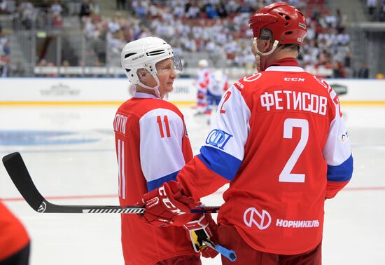 President Vladimir Putin takes part in gala match of Night Hockey League's 6th National Festival