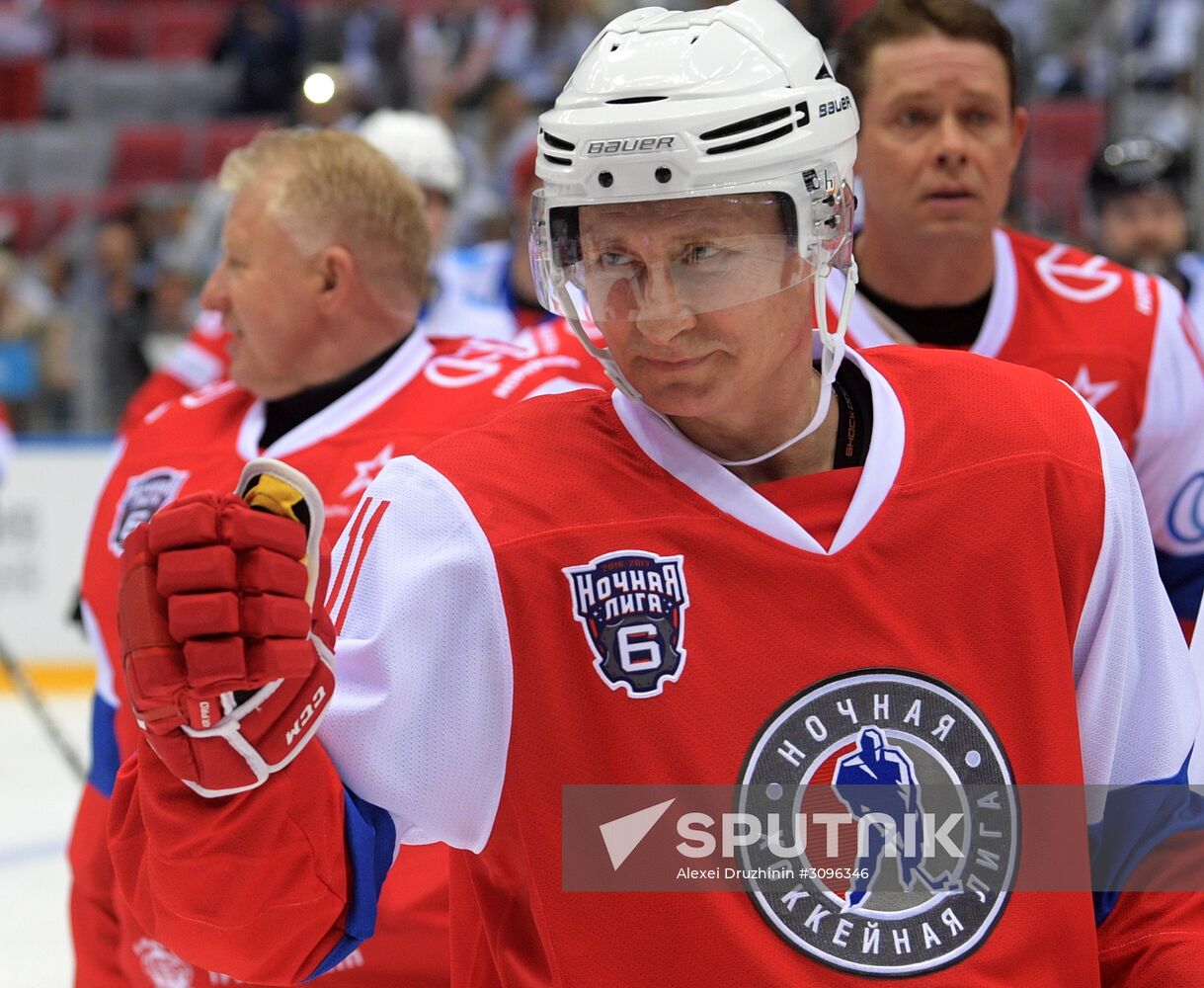 President Vladimir Putin takes part in gala match of Night Hockey League's 6th National Festival