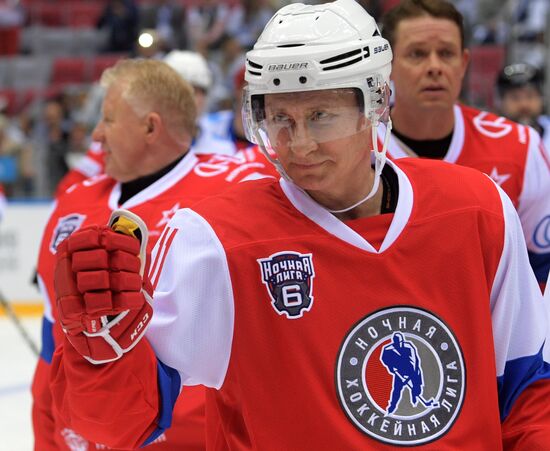 President Vladimir Putin takes part in gala match of Night Hockey League's 6th National Festival