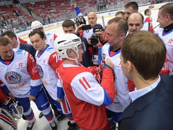 President Vladimir Putin takes part in gala match of Night Hockey League's 6th National Festival
