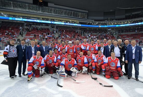 President Vladimir Putin takes part in gala match of Night Hockey League's 6th National Festival