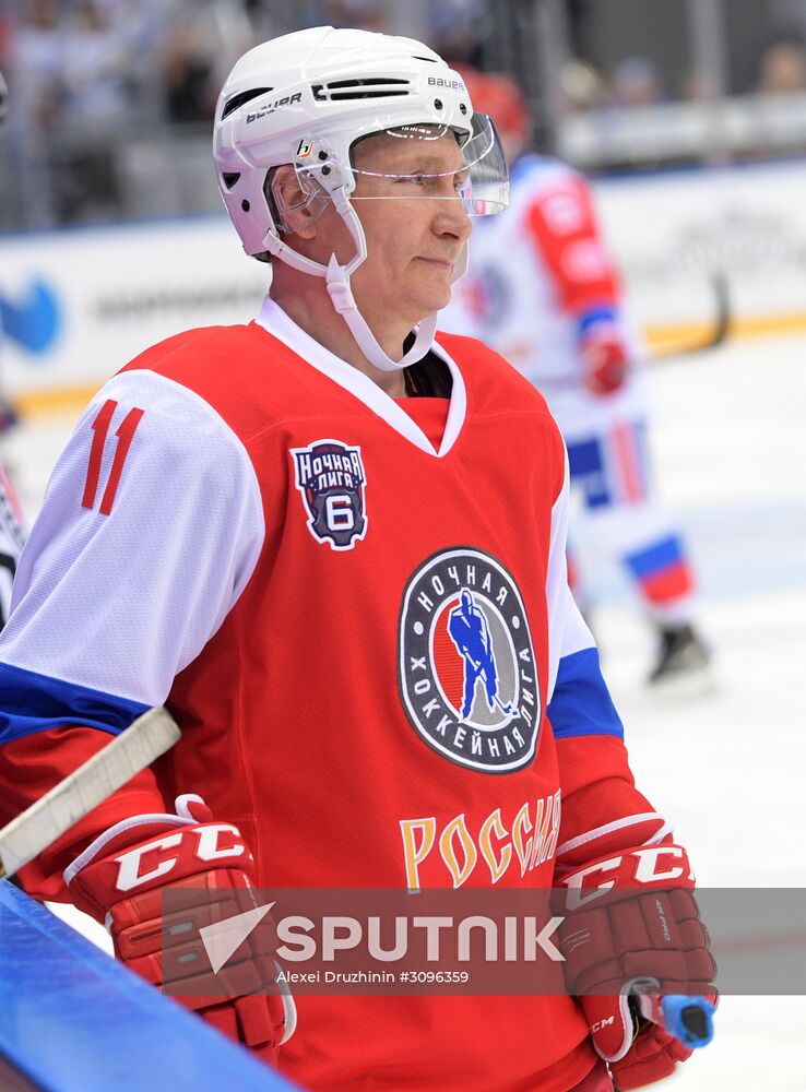 President Vladimir Putin takes part in gala match of Night Hockey League's 6th National Festival