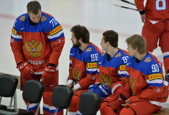 Russian national hockey team holds training session