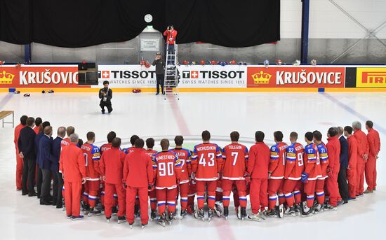 Russian national hockey team holds training session