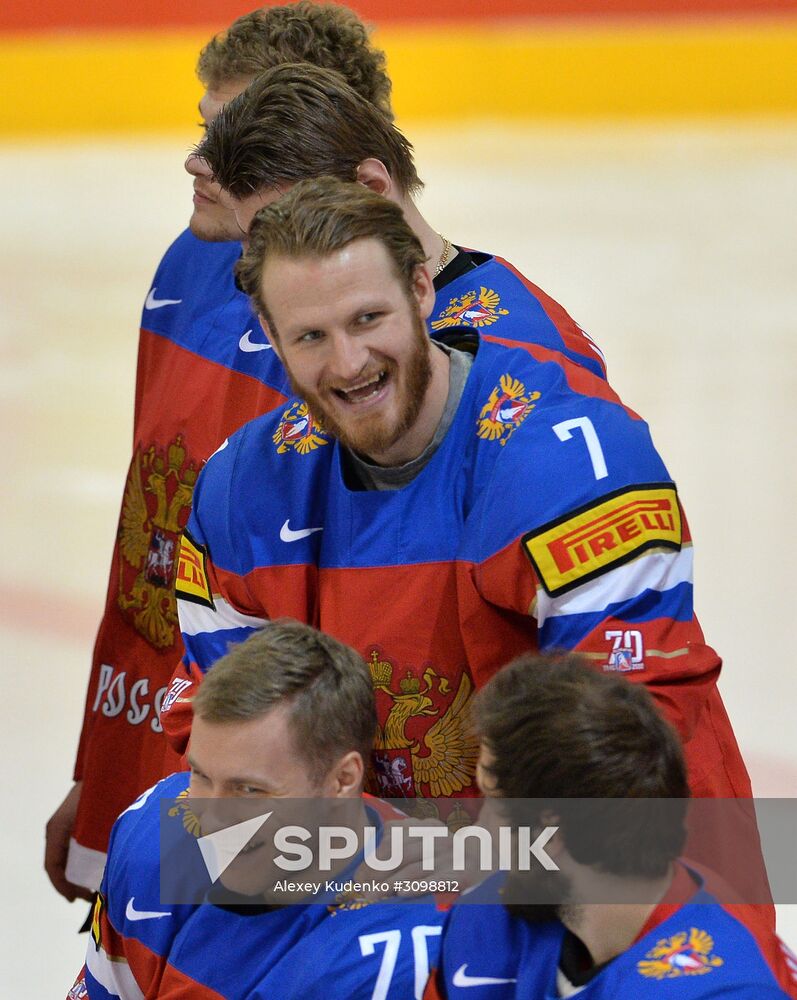 Russian national hockey team holds training session