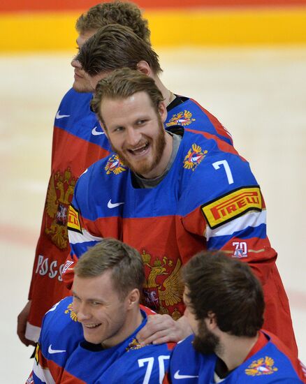 Russian national hockey team holds training session