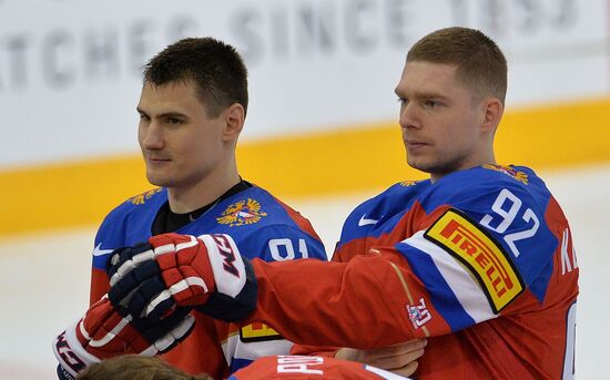 Russian national hockey team holds training session