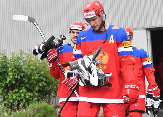 Russian national hockey team holds training session