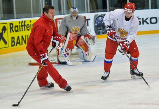 Russian national hockey team holds training session