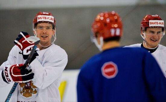 Russian national hockey team holds training session