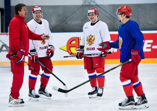 Russian national hockey team holds training session