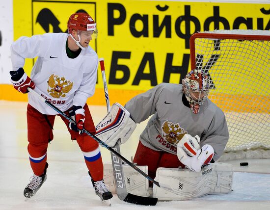Russian national hockey team holds training session