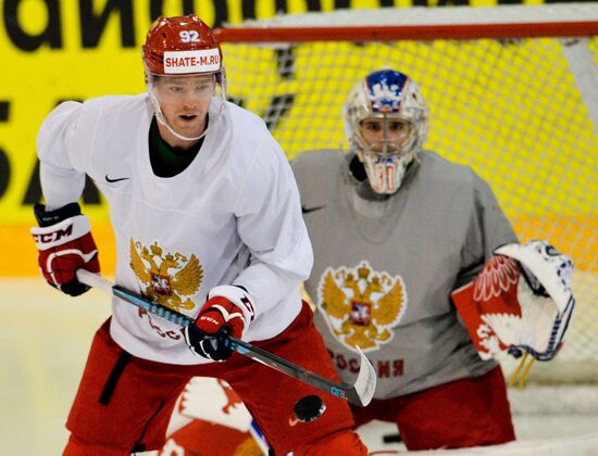 Russian national hockey team holds training session