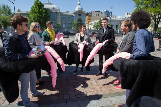 Ostrich Parade action in Kiev