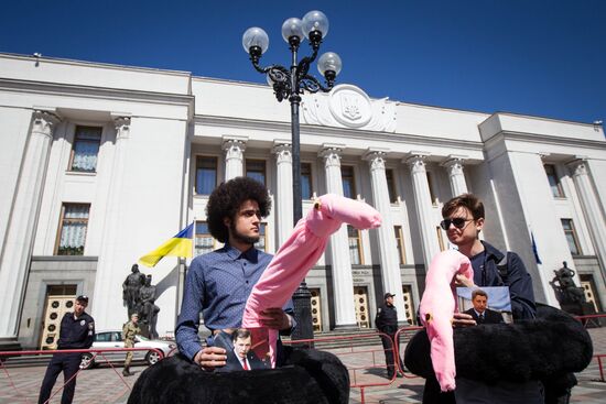 Ostrich Parade action in Kiev