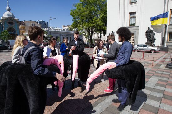 Ostrich Parade action in Kiev