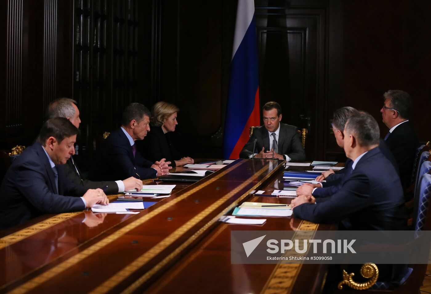 Russian Prime Minister Dmitry Medvedev chairs meeting with his deputies