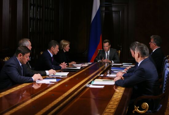 Russian Prime Minister Dmitry Medvedev chairs meeting with his deputies