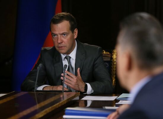 Russian Prime Minister Dmitry Medvedev chairs meeting with his deputies