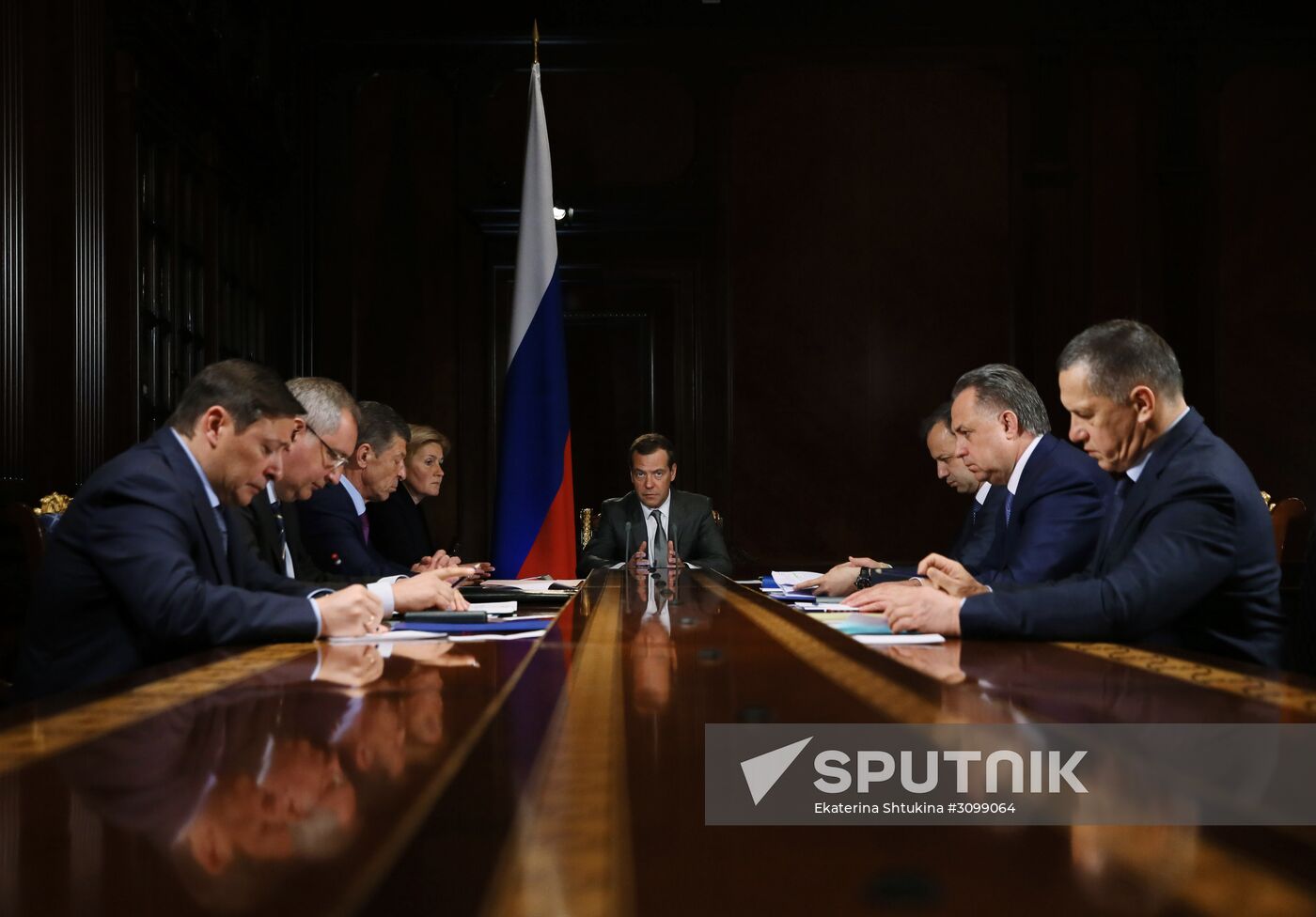 Russian Prime Minister Dmitry Medvedev chairs meeting with his deputies