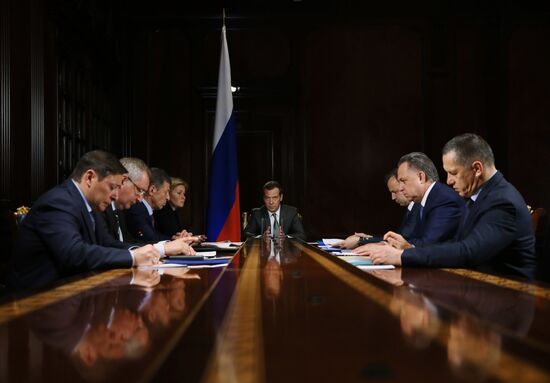 Russian Prime Minister Dmitry Medvedev chairs meeting with his deputies