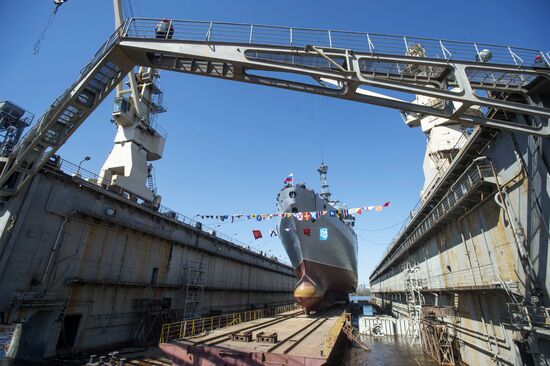 Launching the communications vessel Ivan Khurs in St. Petersburg