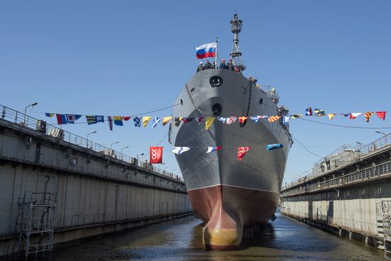 Launching the communications vessel Ivan Khurs in St. Petersburg