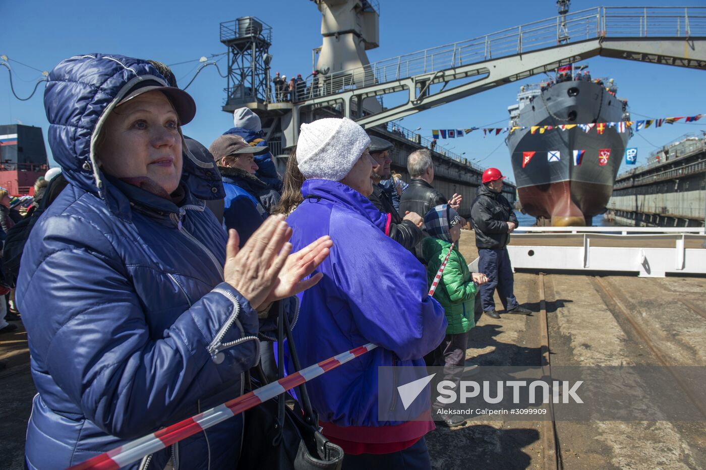 Launching the communications vessel Ivan Khurs in St. Petersburg