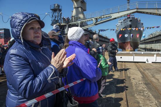 Launching the communications vessel Ivan Khurs in St. Petersburg