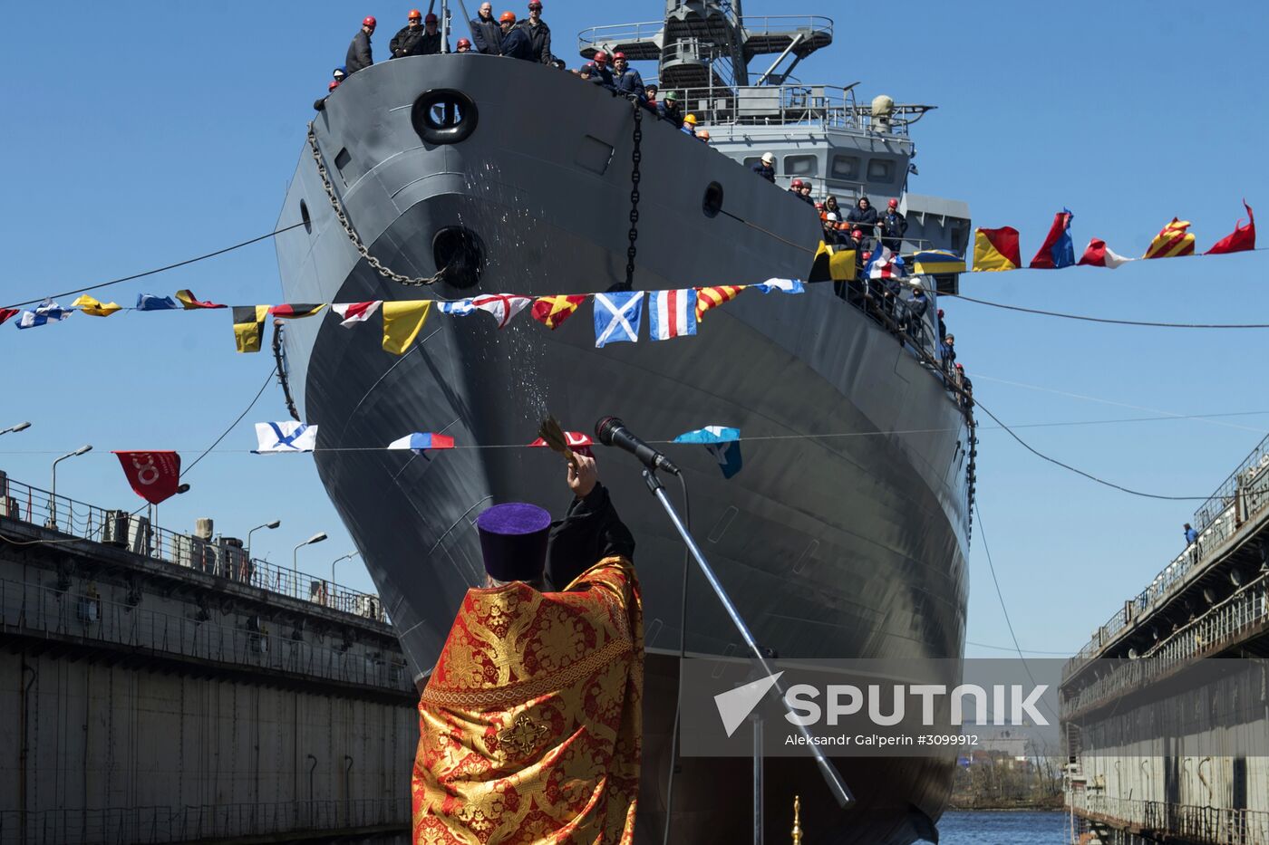 Launching the communications vessel Ivan Khurs in St. Petersburg