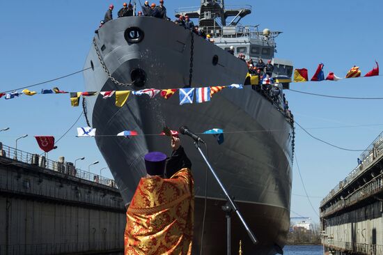 Launching the communications vessel Ivan Khurs in St. Petersburg