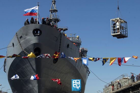 Launching the communications vessel Ivan Khurs in St. Petersburg