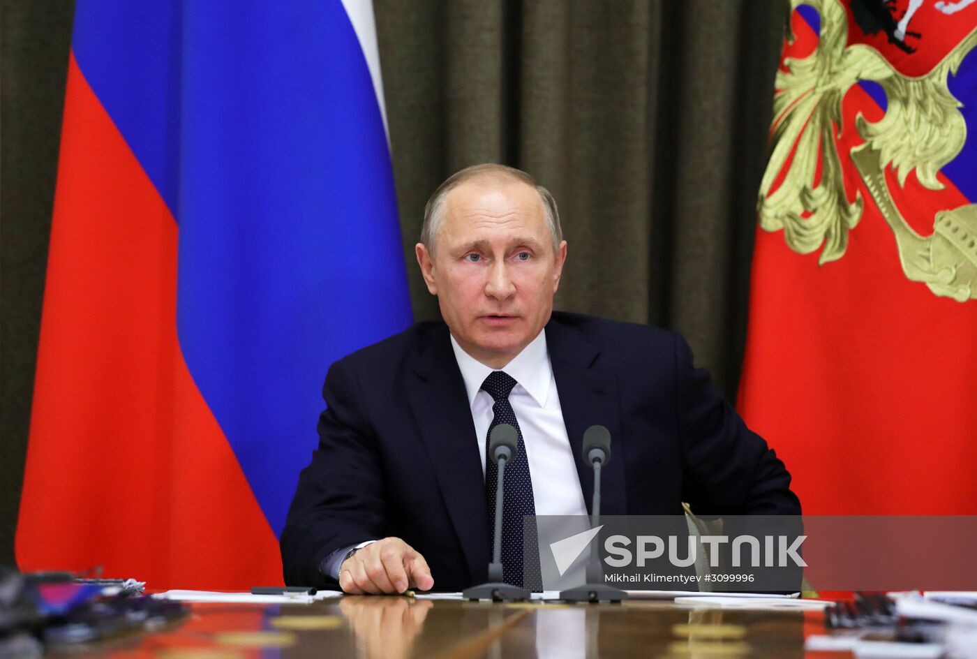 Russian President Vladimir Putin holds meeting with leaders of Defense Ministry and Military-Industrial Complex