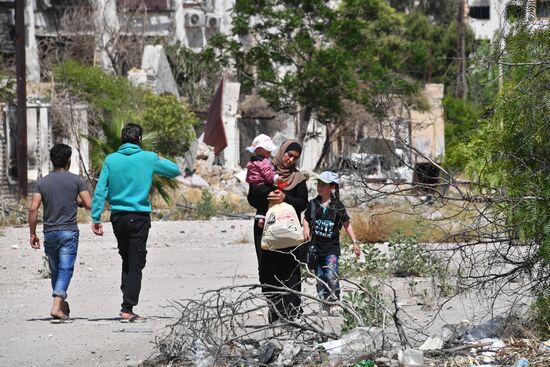 Situation in Qaboun neighborhood in Damascus suburb