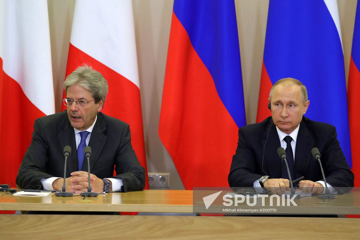 President Vladimir Putin meets with Prime Minister of Italy Paolo Gentiloni