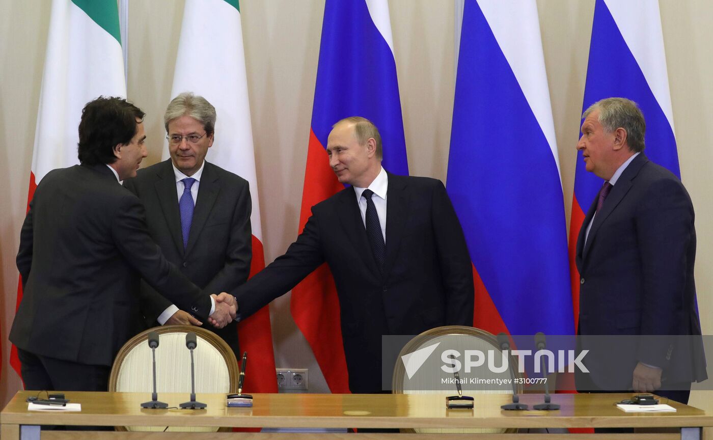 President Vladimir Putin meets with Prime Minister of Italy Paolo Gentiloni
