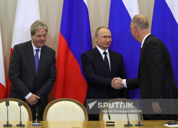 President Vladimir Putin meets with Prime Minister of Italy Paolo Gentiloni
