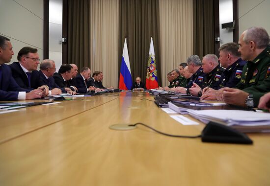 President Vladimir Putin holds meeting with Defense Ministry senior officials and defence industry representatives