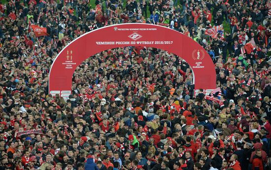 FC Spartak celebrates winning the Championship