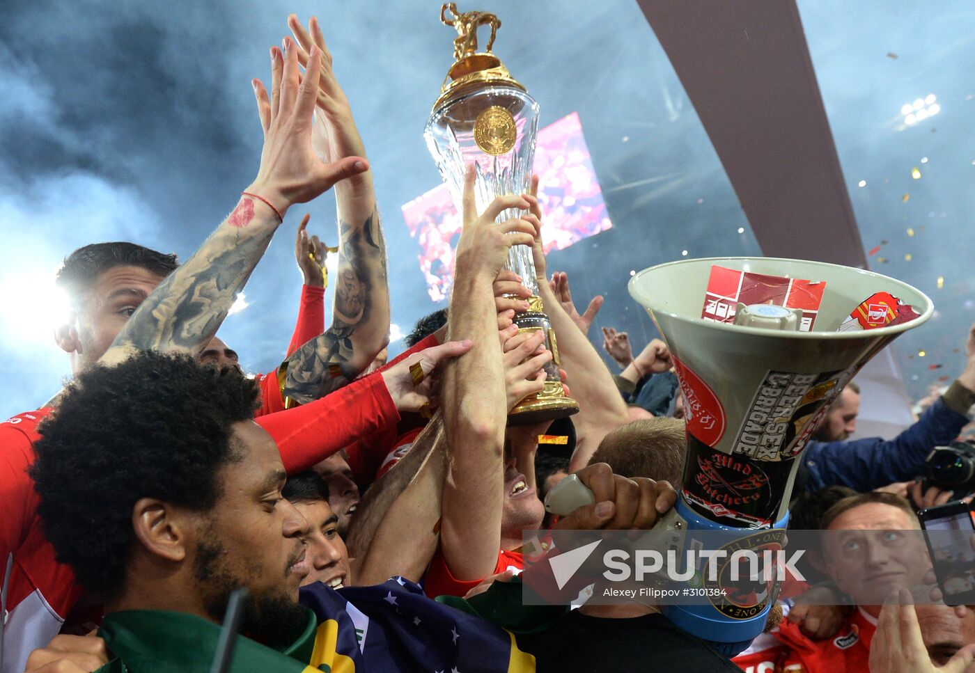 FC Spartak celebrates winning the Championship