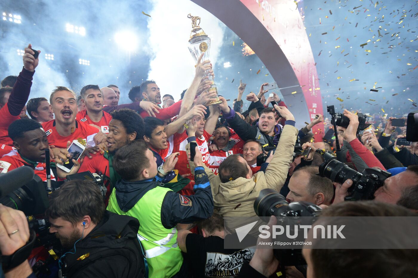 FC Spartak celebrates winning the Championship
