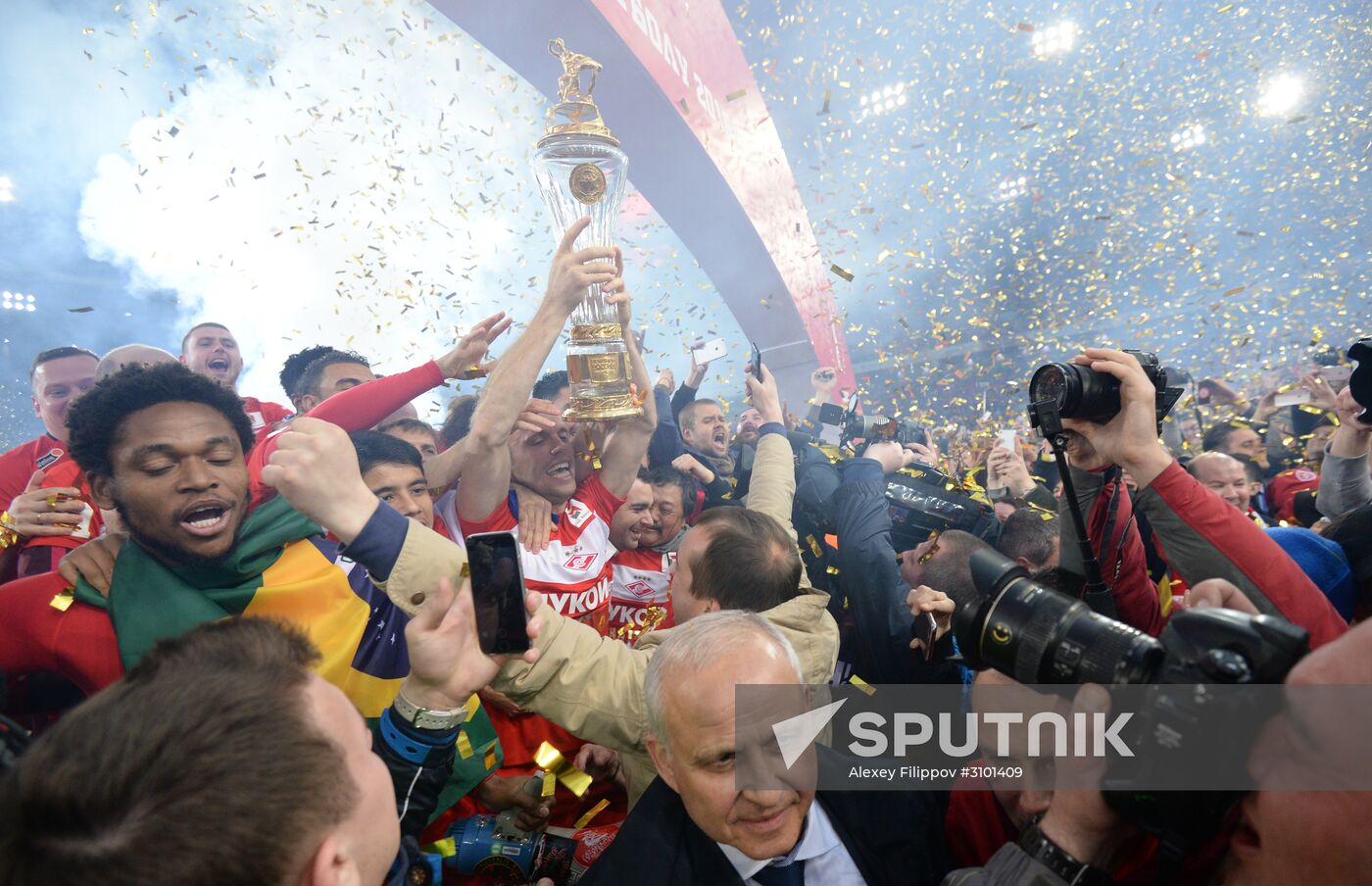 FC Spartak celebrates winning the Championship