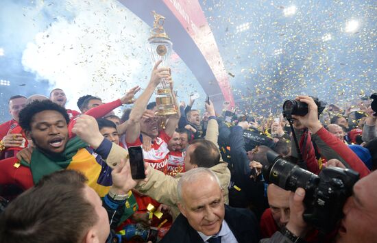 FC Spartak celebrates winning the Championship