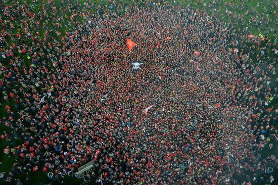 FC Spartak celebrates winning the Championship