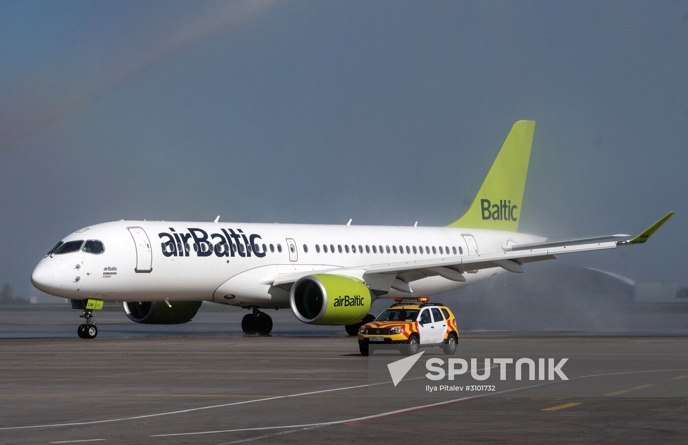 Presentation of Bombardier CS300 plane at Sheremetyevo Airport