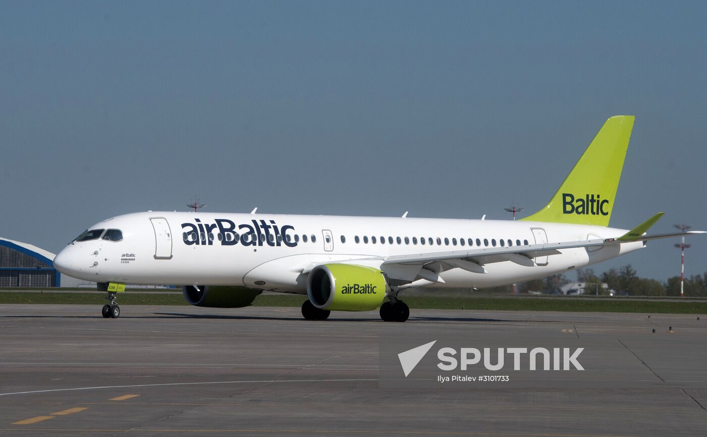 Presentation of Bombardier CS300 plane at Sheremetyevo Airport